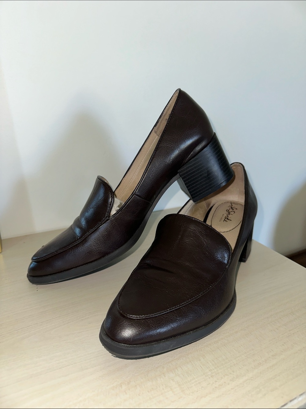 Life Stride Women’s Dark Brown Leather Slip-On Low heel